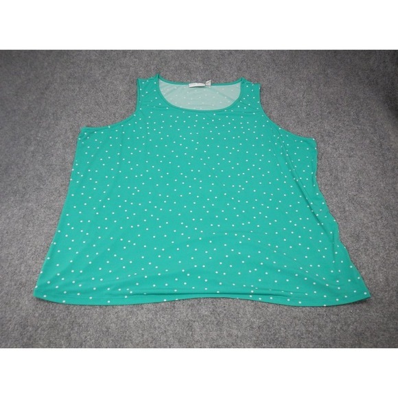 Susan Graver Sleeveless Tank Top Plus‎ Size 3X Mint Green Polka Dot Lightweight - Picture 1 of 11